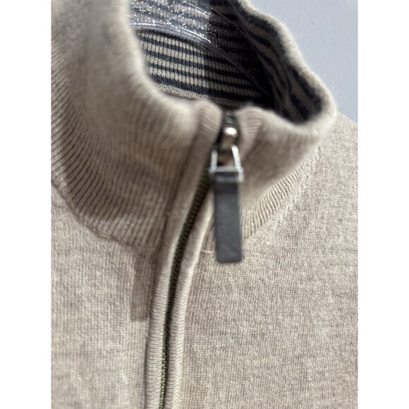 UNTUCKIit 1/4 Zip Pullover Sweater Mens Khaki Extra FINE Merino Wool Size XL - Picture 3 of 8